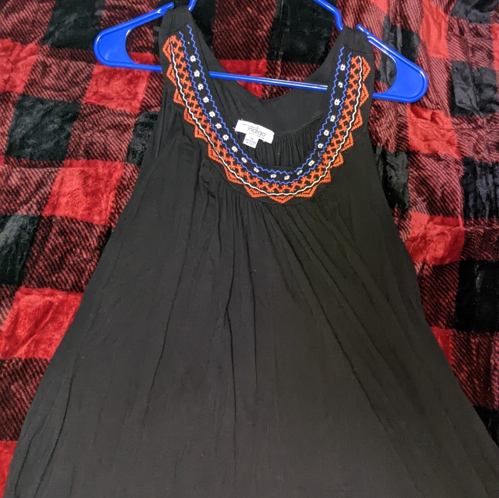 Indigo black sleeveless blouse, 2X